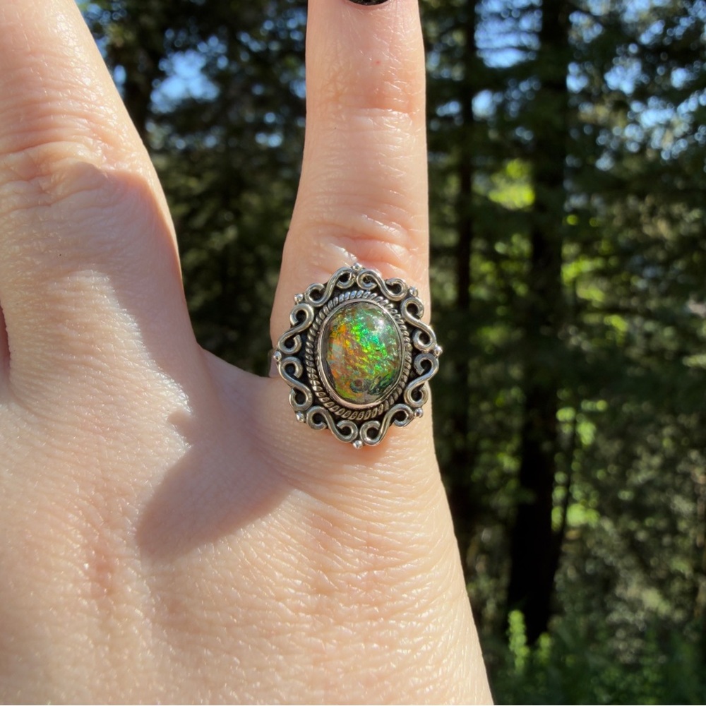 Opal Sterling Silver Ring
